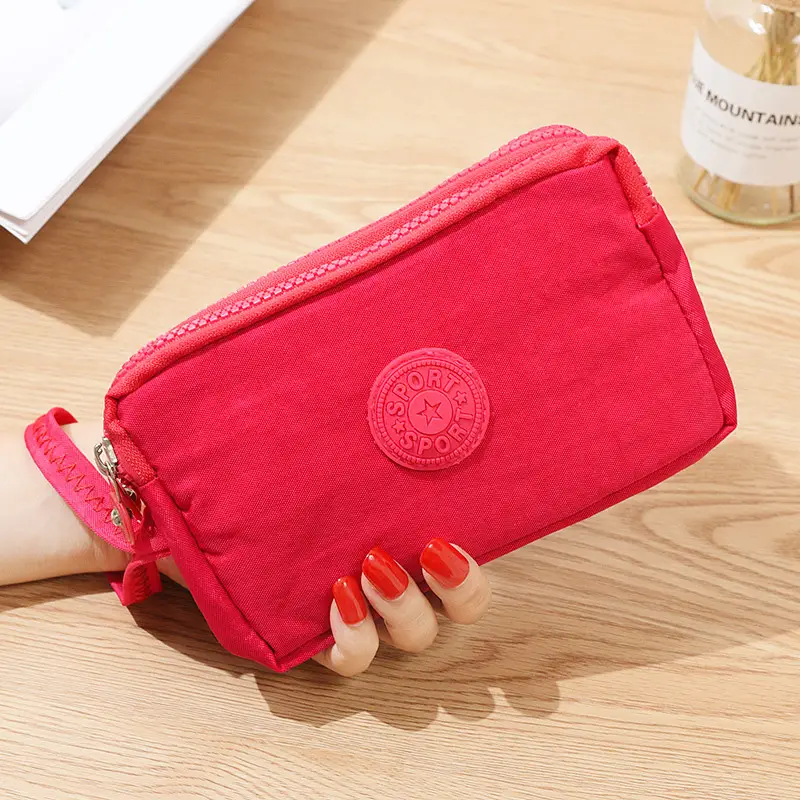 Korean Style Fabric Hand-held Coin Purse Women's Long Fashionable Three-layer Zipper Large Capacity Large Screen Mobile Phone Key Bag