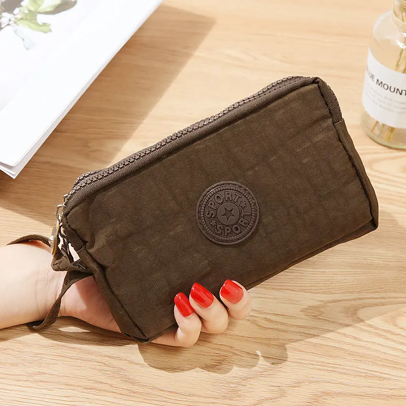 Korean Style Fabric Hand-held Coin Purse Women's Long Fashionable Three-layer Zipper Large Capacity Large Screen Mobile Phone Key Bag