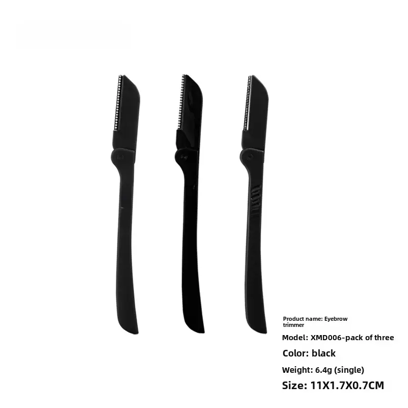 Black Straight Eyebrow Razor Set Three Bags - Image 3