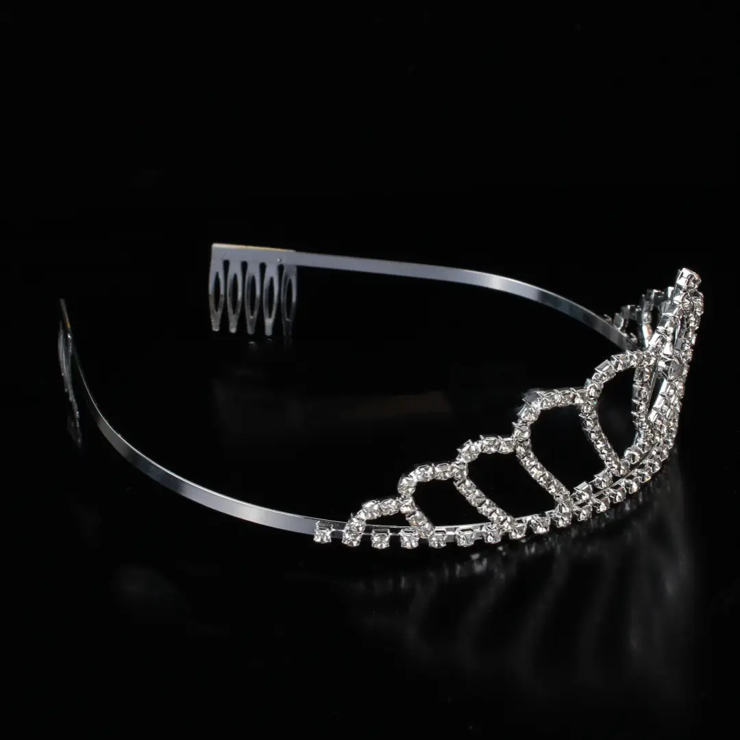 Silver Rhinestone Bridal Headband with Comb