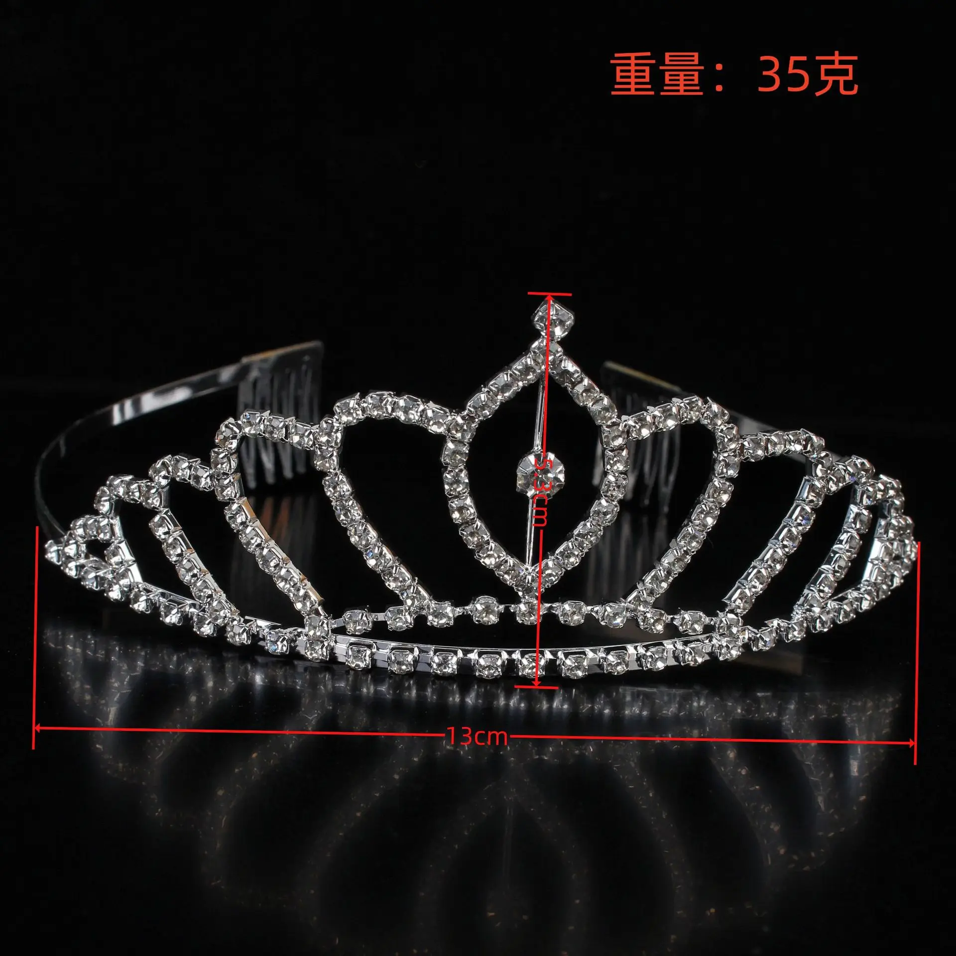 Silver Rhinestone Bridal Headband with Comb