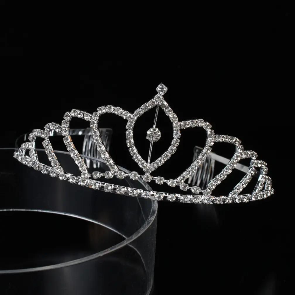 Silver Rhinestone Bridal Headband with Comb — feature 2
