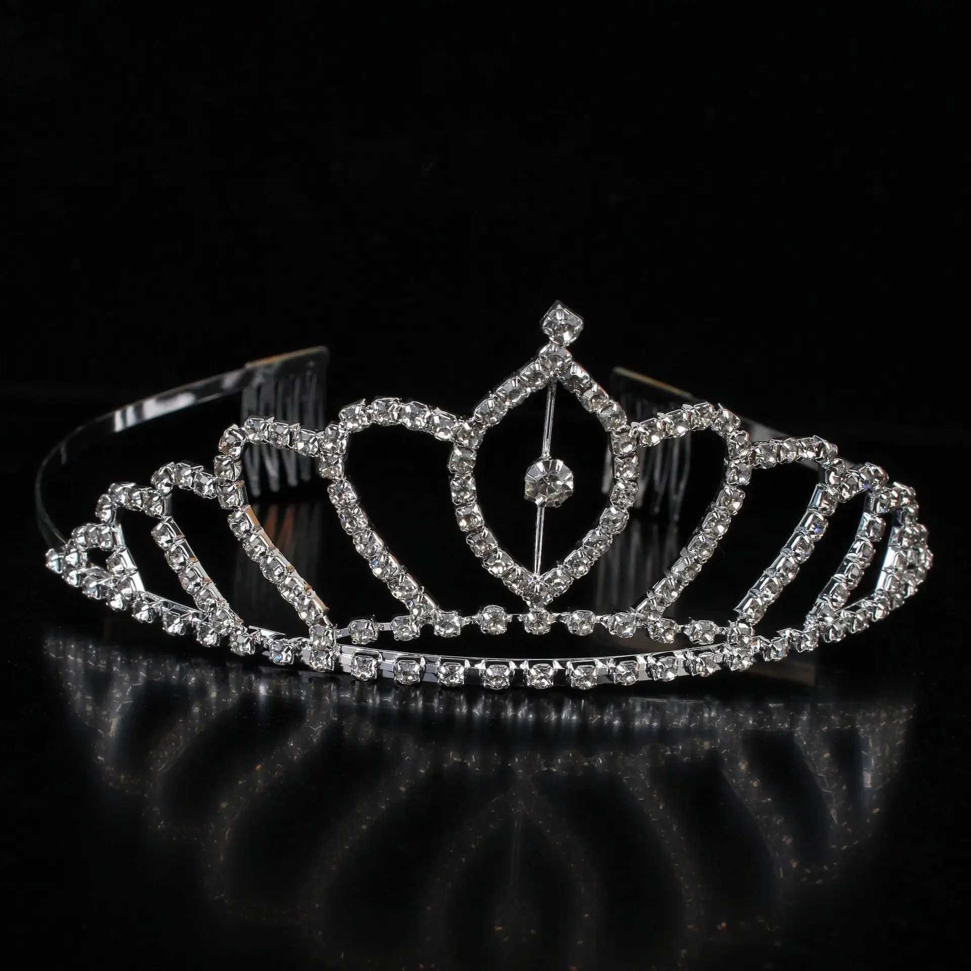 Silver Rhinestone Bridal Headband with Comb — feature 6
