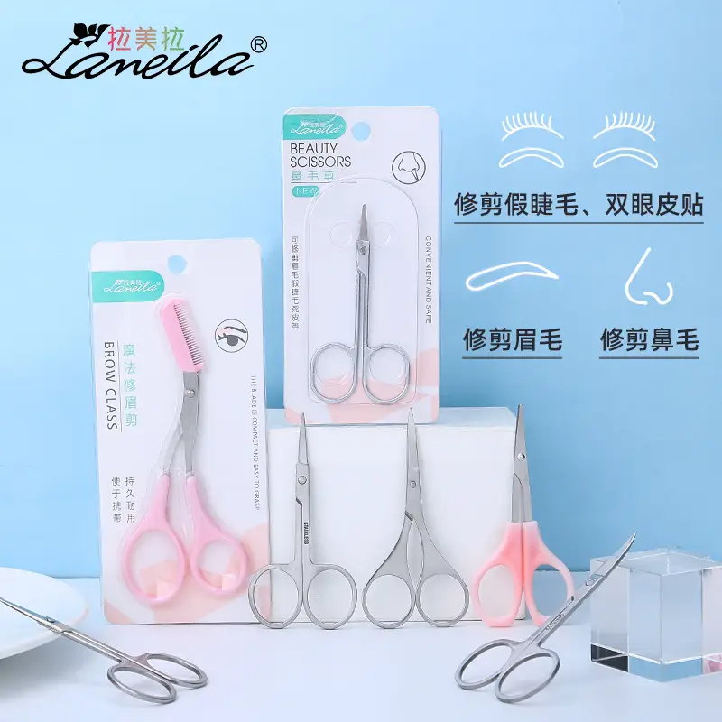 Latin American Beauty Eyebrow Scissors Set with Pink Handles
