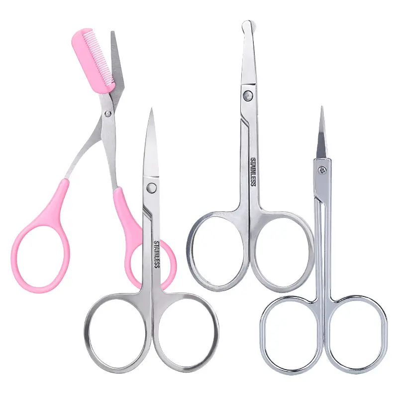 Latin American Beauty Eyebrow Scissors Set with Pink Handles