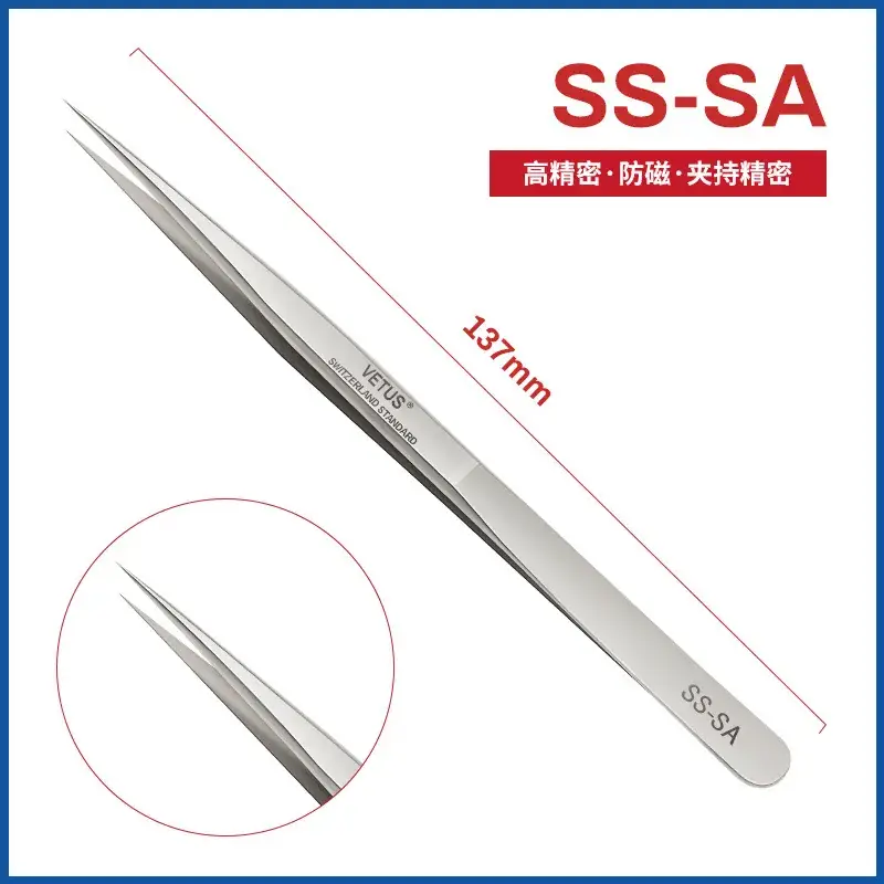 SS-SA Stainless Steel Pointed Elbow Tweezers 137mm