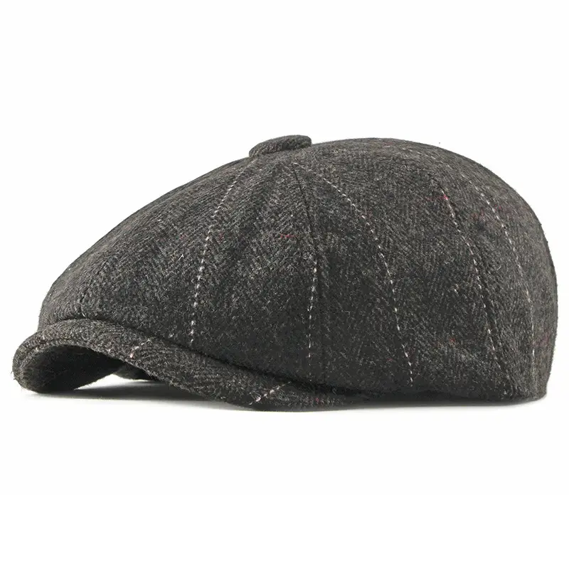 New octagonal hat-brown