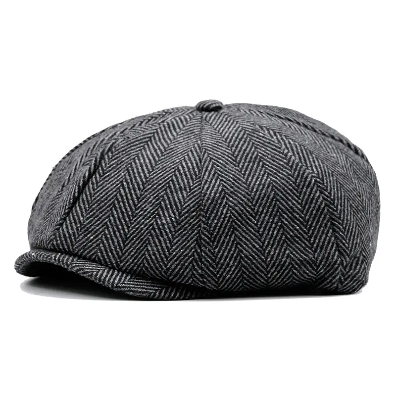 Autumn and winter warm woolen octagonal cap plus size newsboy cap beret big head circumference cap outdoor men's and women's painter's cap - Image 9
