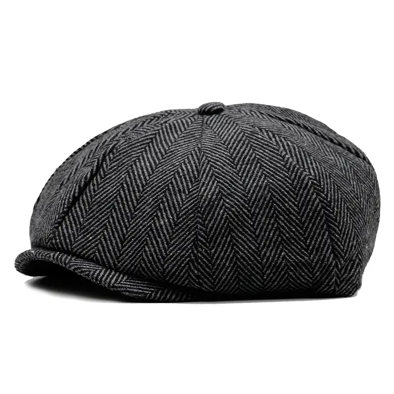 Autumn and winter warm woolen octagonal cap plus size newsboy cap beret big head circumference cap outdoor men's and women's painter's cap - Image 10