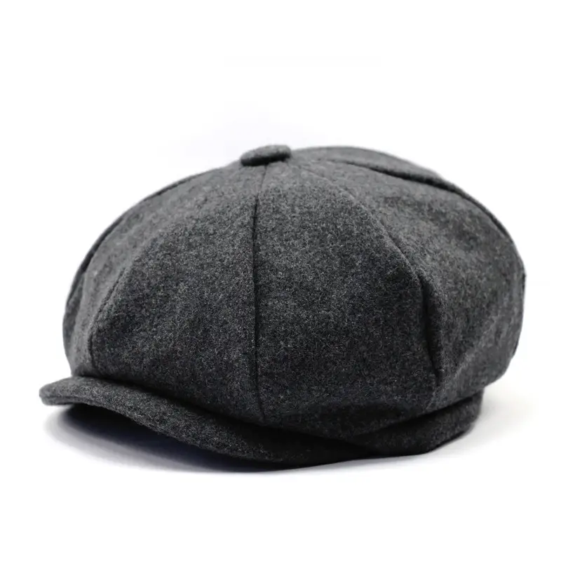 Autumn and winter warm woolen octagonal cap plus size newsboy cap beret big head circumference cap outdoor men's and women's painter's cap - Image 2