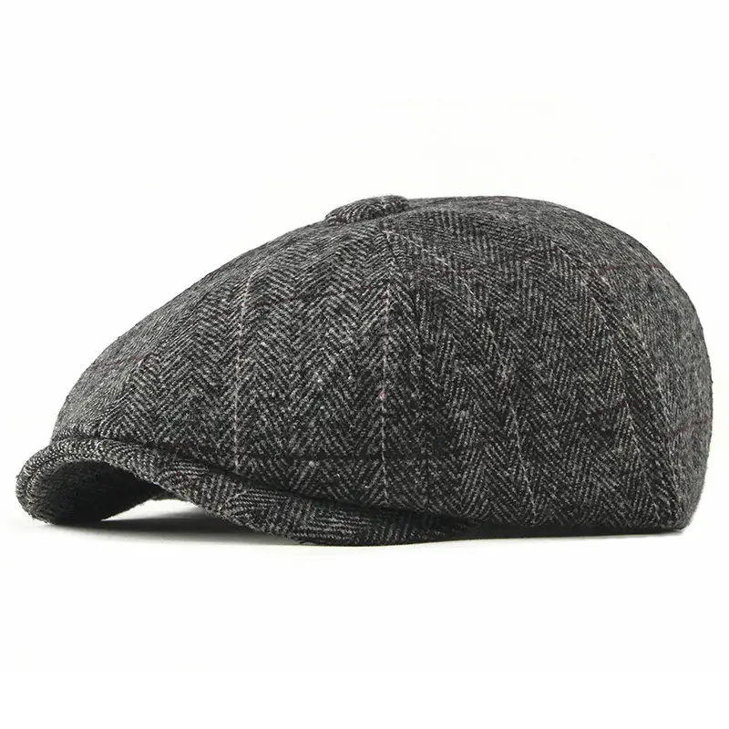 Autumn and winter warm woolen octagonal cap plus size newsboy cap beret big head circumference cap outdoor men's and women's painter's cap - Image 19
