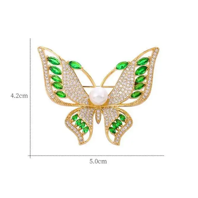 High-end Butterfly Brooch for Women with Crystal & Pearl Design - Image 7