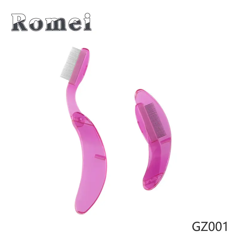 Foldable Eyebrow Comb Curved Plastic Handle Multi Color - Image 9
