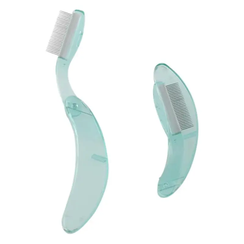 Foldable Eyebrow Comb Curved Plastic Handle Multi Color