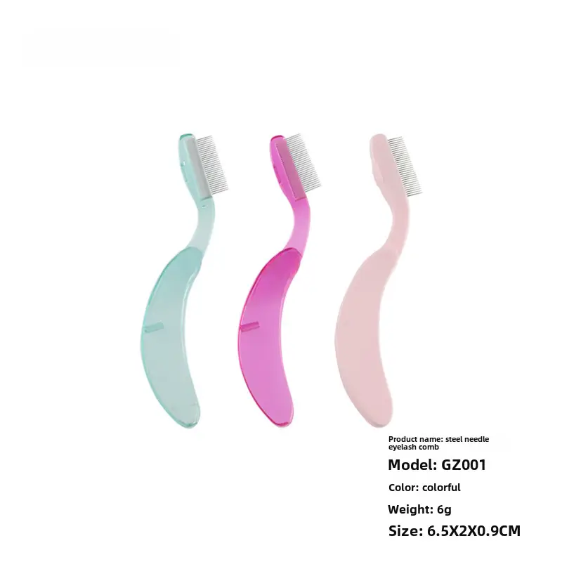 Foldable Eyebrow Comb Curved Plastic Handle Multi Color - Image 3