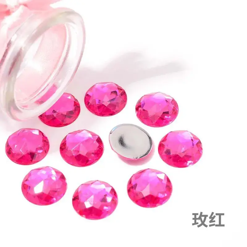 Acrylic Hot Diamond Rhinestones Pink Round Bottom - Image 11