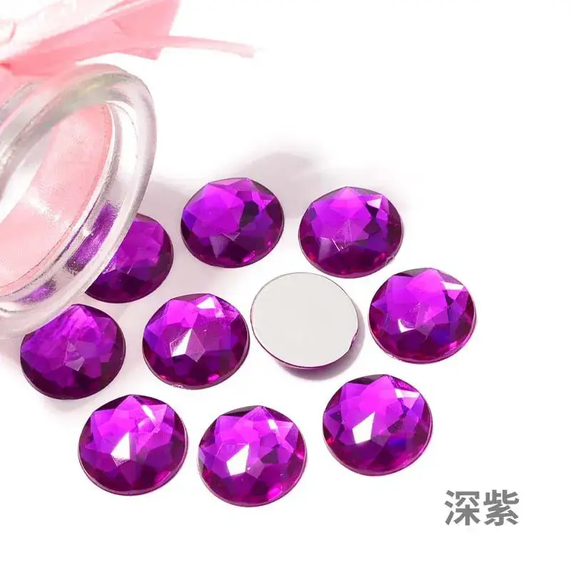 Acrylic Hot Diamond Rhinestones Pink Round Bottom - Image 13