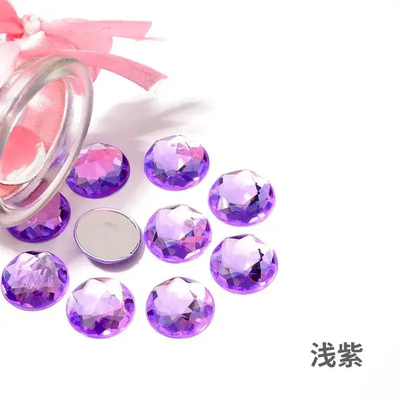 Acrylic Hot Diamond Rhinestones Pink Round Bottom - Image 6