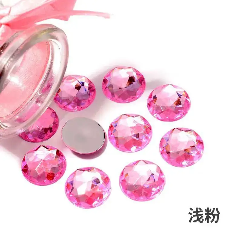 Acrylic Hot Diamond Rhinestones Pink Round Bottom - Image 8
