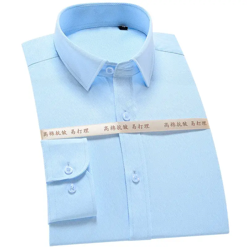 Black Slim Fit Long Sleeve Men's Business Shirt - Image 14