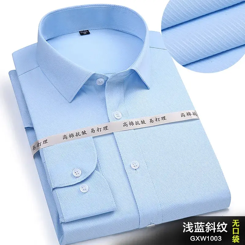 Black Slim Fit Long Sleeve Men's Business Shirt - Image 6