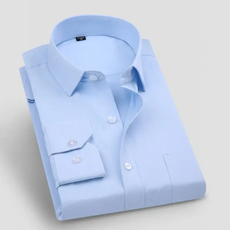 Black Slim Fit Long Sleeve Men's Business Shirt - Image 8