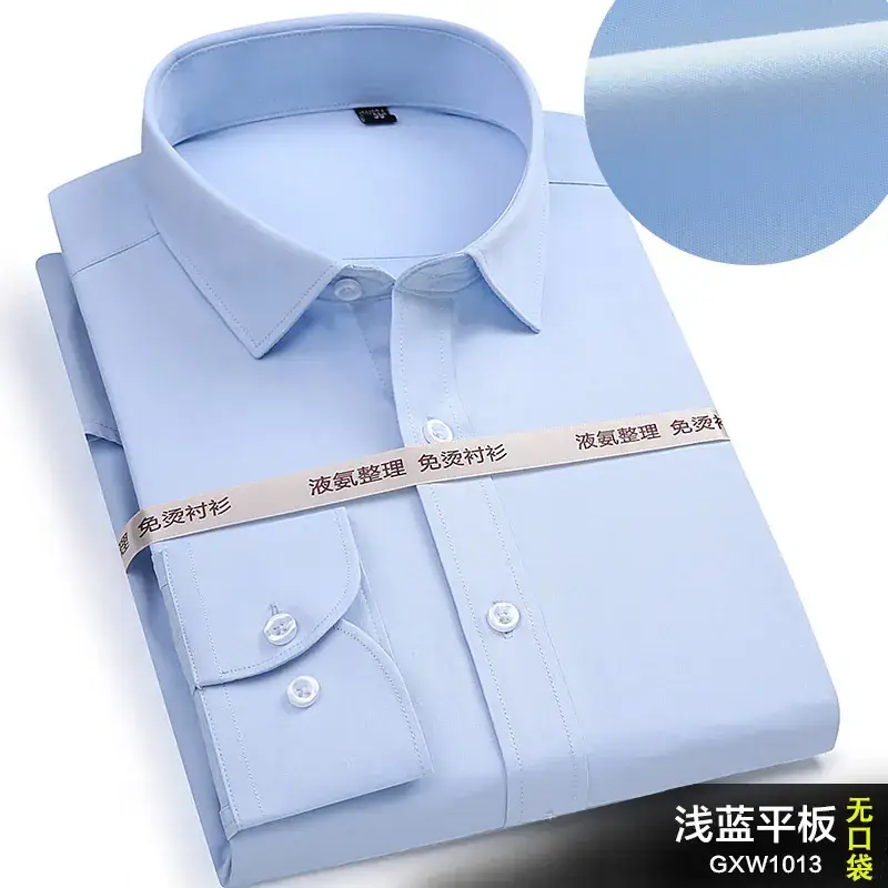 Black Slim Fit Long Sleeve Men's Business Shirt - Image 9