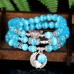 Pink Crystal Opal Bracelet Three Circle Cat Eye Design — feature 3