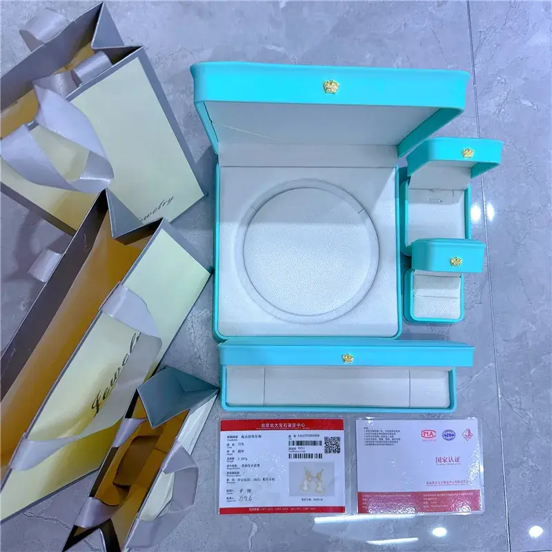 Blue PU Leather Jewelry Box Storage Gift