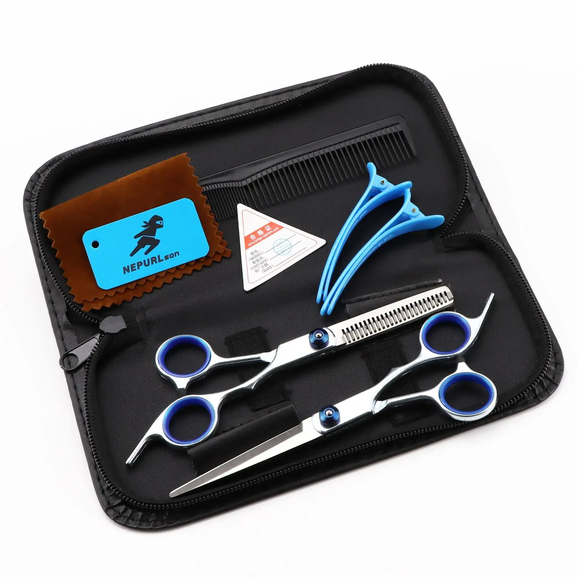 6.0 Inch Haircut Set with Flat Scissors and Tooth Scissors