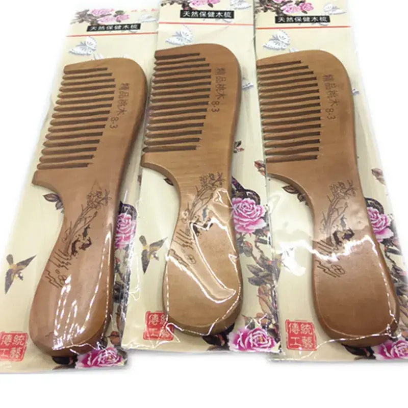 Peach Wood Hair Comb Anti-Static Wooden Hairdresser - Image 3