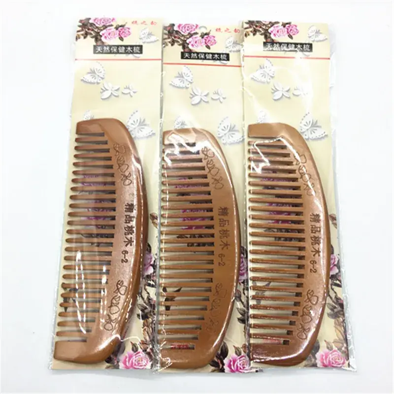 Peach Wood Hair Comb Anti-Static Wooden Hairdresser - Image 2
