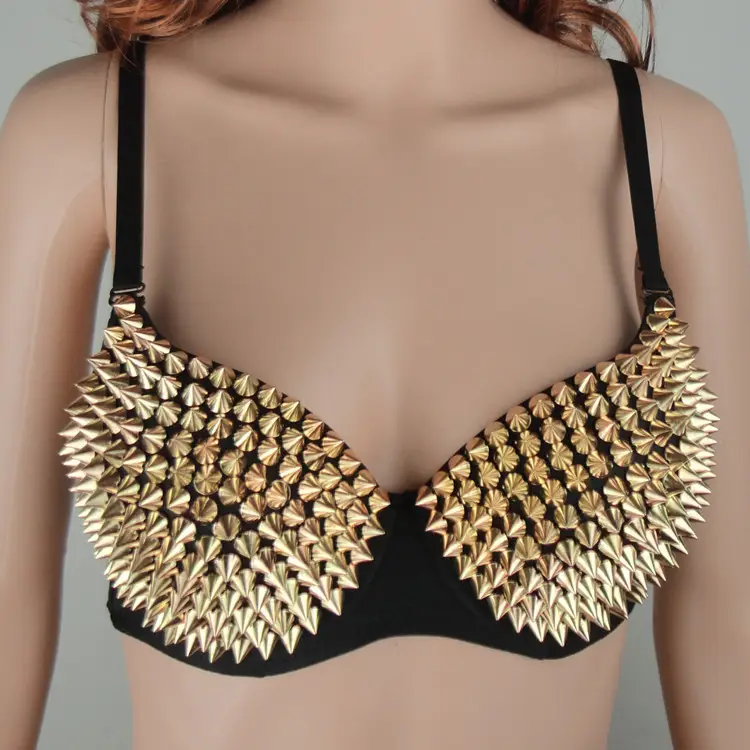 Female Singer Bra with Nail Beads for Stage & Nightclub Wear