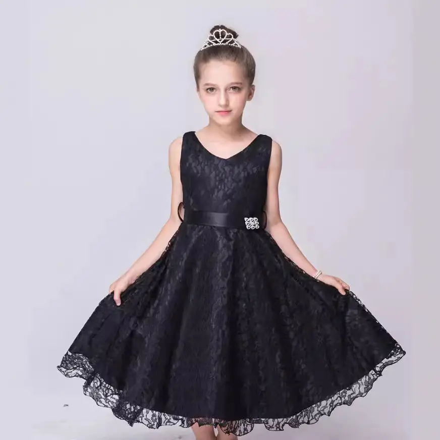 Girls Red Lace Evening Dress Sweetheart Princess Party Dress