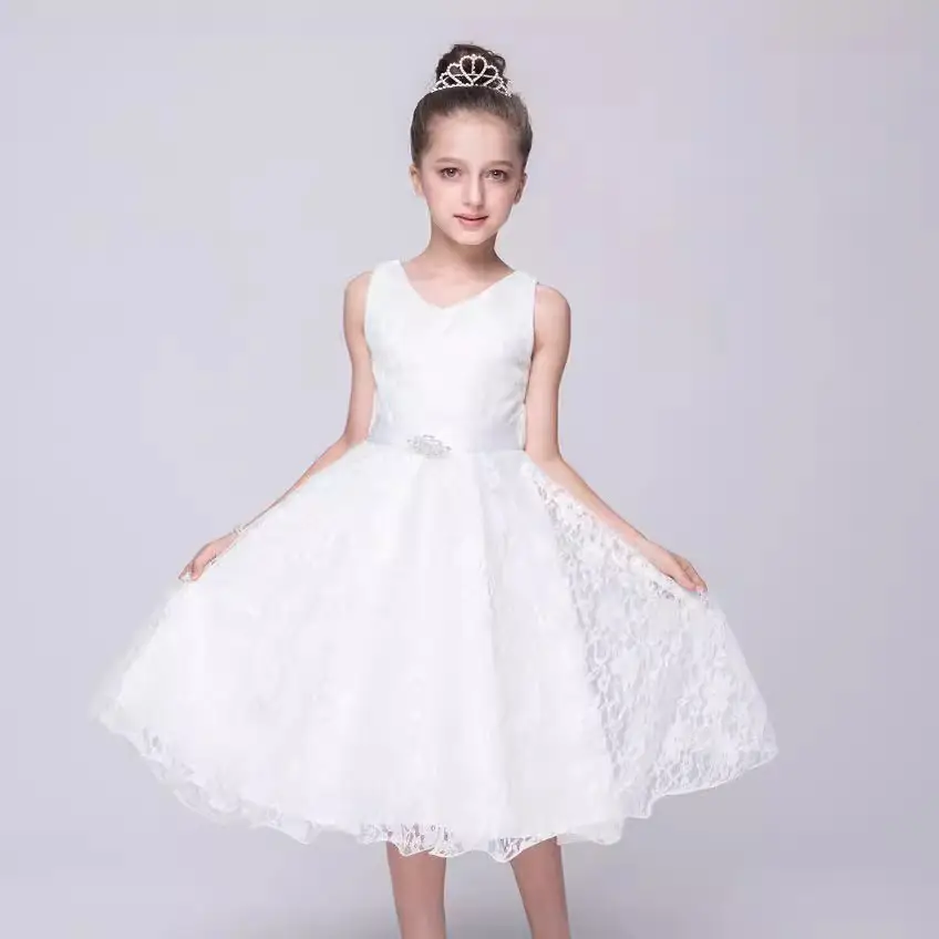 Girls Red Lace Evening Dress Sweetheart Princess Party Dress