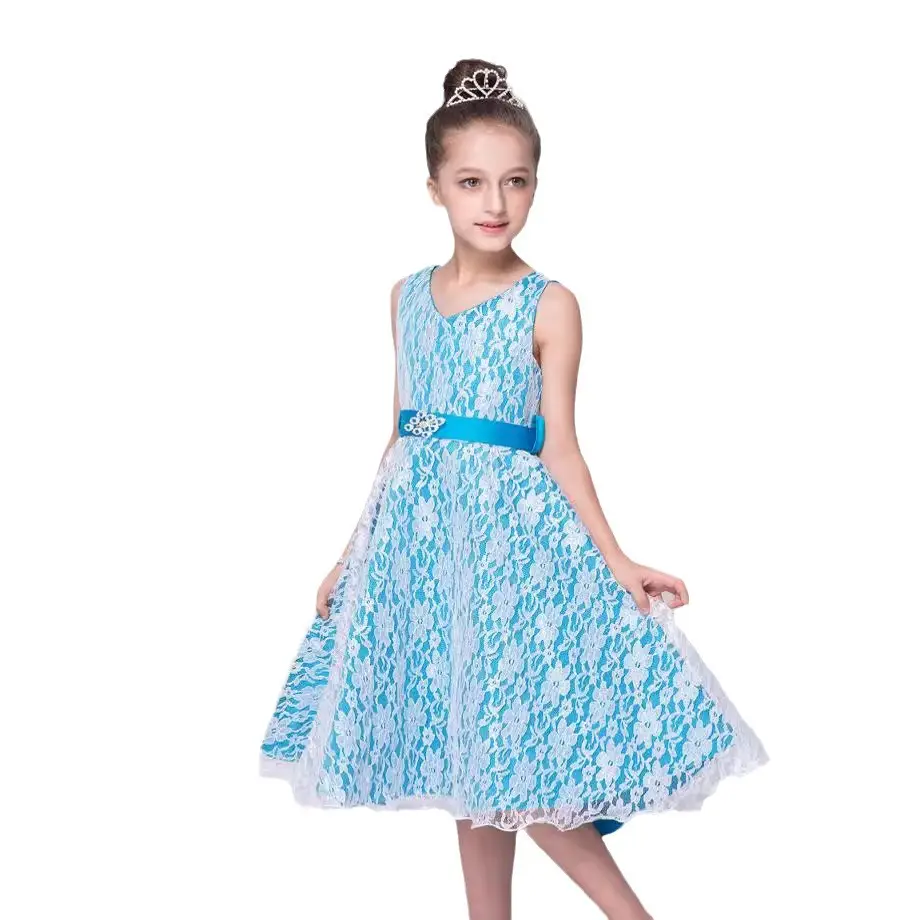 Girls Red Lace Evening Dress Sweetheart Princess Party Dress