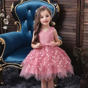 Girls Red Lace Evening Dress Sweetheart Princess Party Dress — feature 1