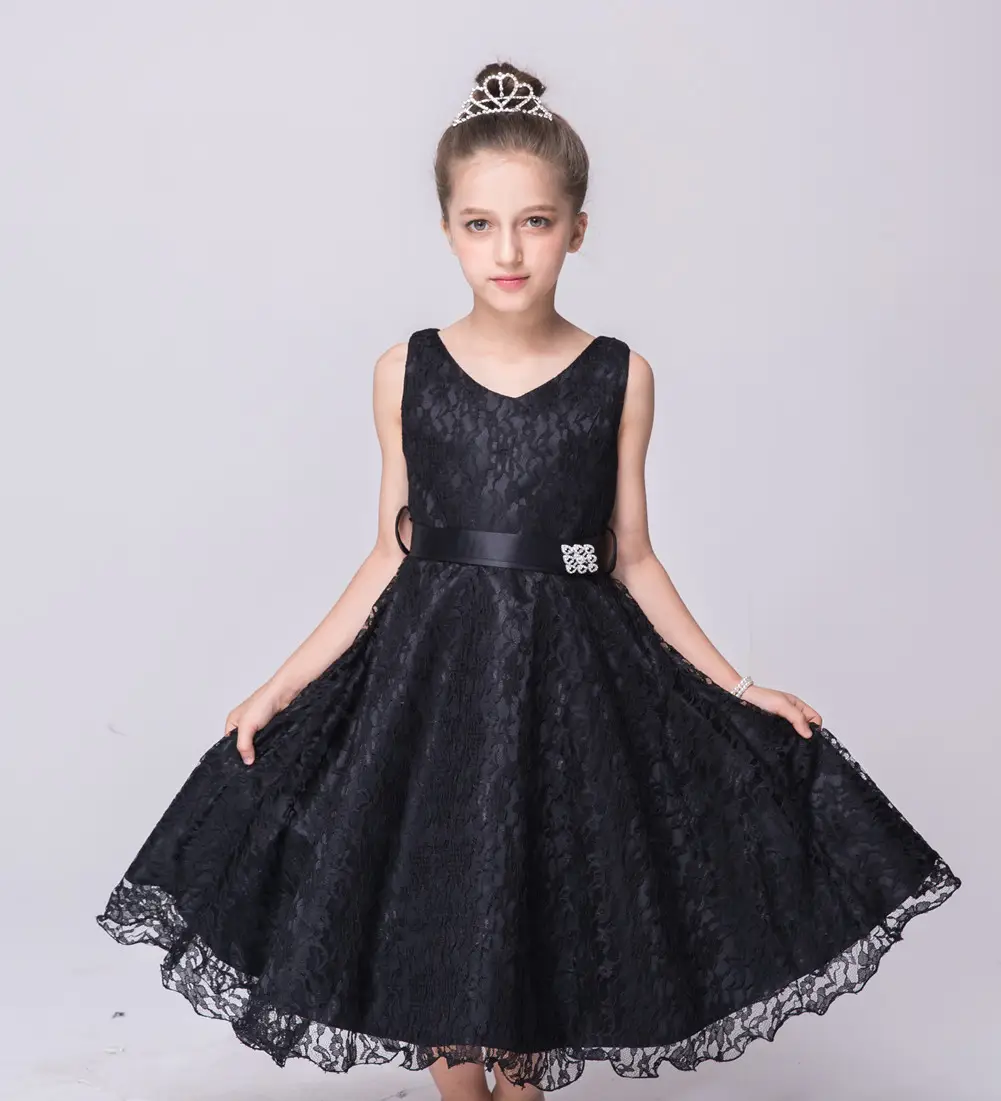 Girls Red Lace Evening Dress Sweetheart Princess Party Dress