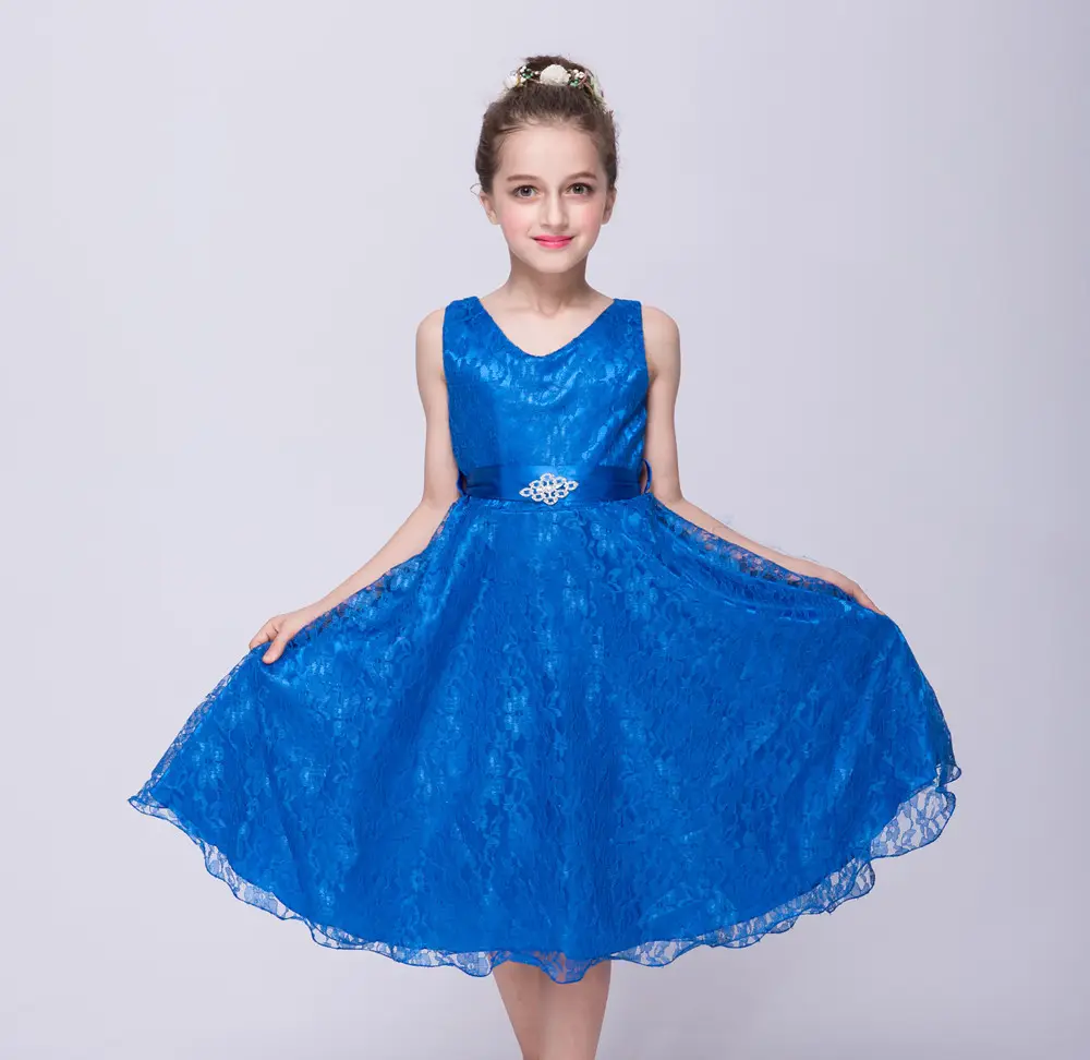 Girls Red Lace Evening Dress Sweetheart Princess Party Dress