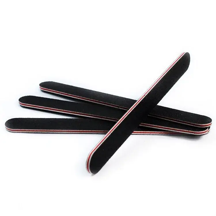 Black Double-Sided Nail Sanding Strip with Red Heart Design