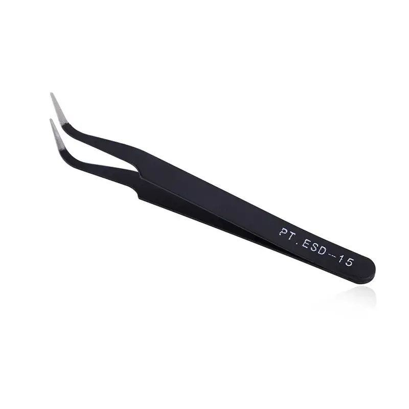 Anti-Static Black Tweezers E350-15 Stainless Steel - Image 2
