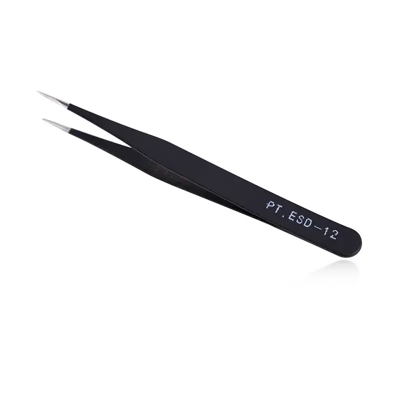 Anti-Static Black Tweezers E350-15 Stainless Steel - Image 3