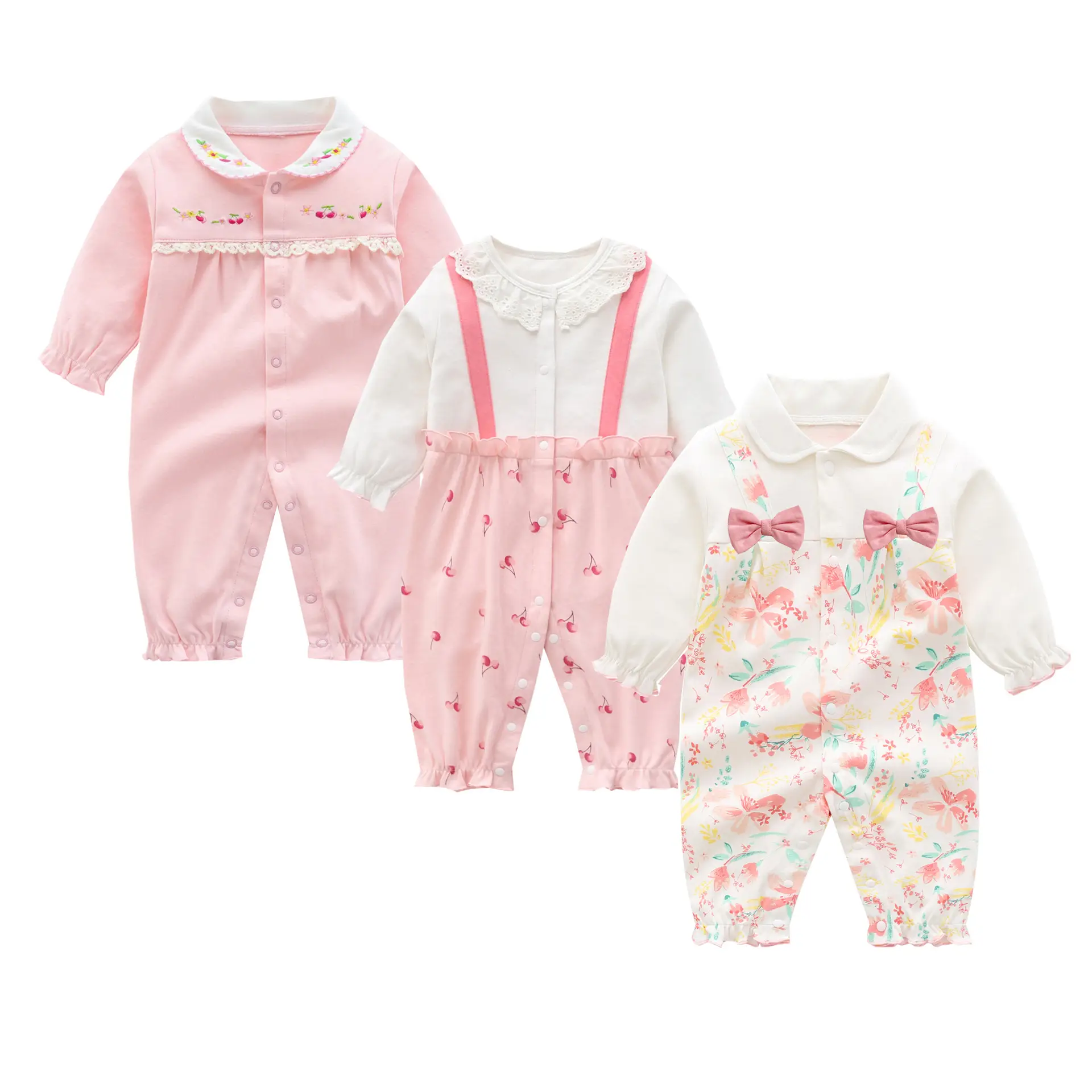 Fang Ying 2023 Baby Suit Cream Strawberry Print 3-12M
