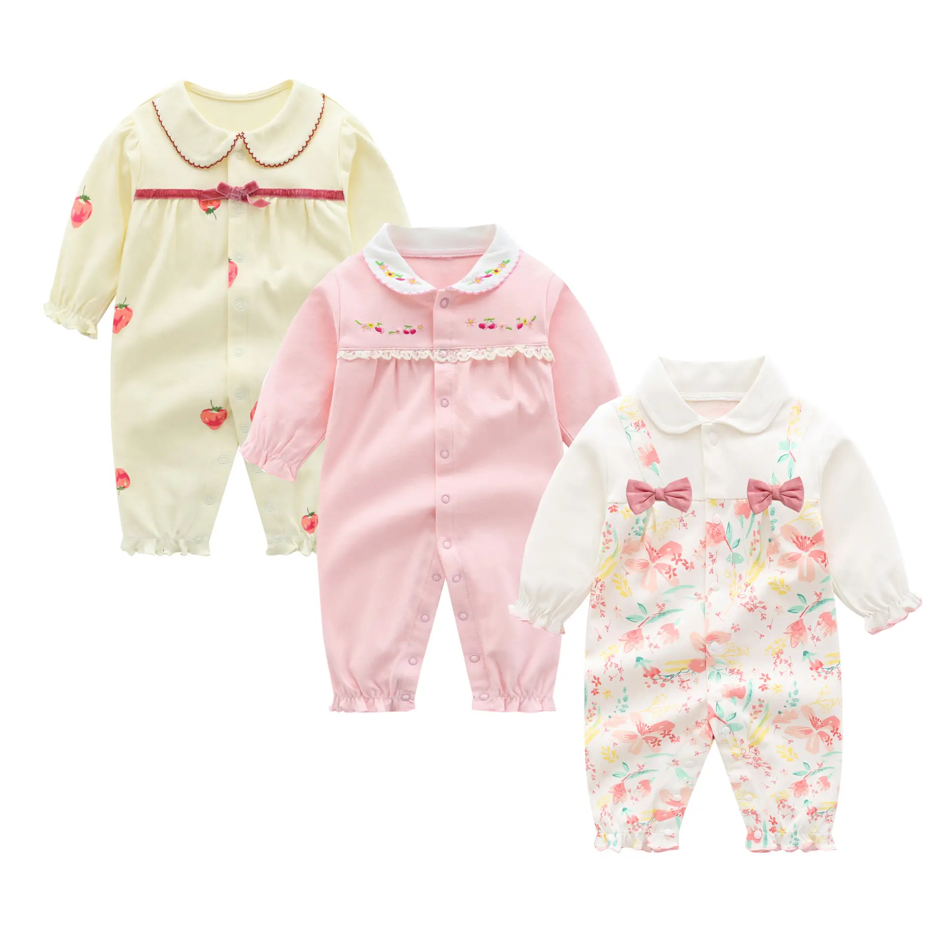 Fang Ying 2023 Baby Suit Cream Strawberry Print 3-12M - Image 38