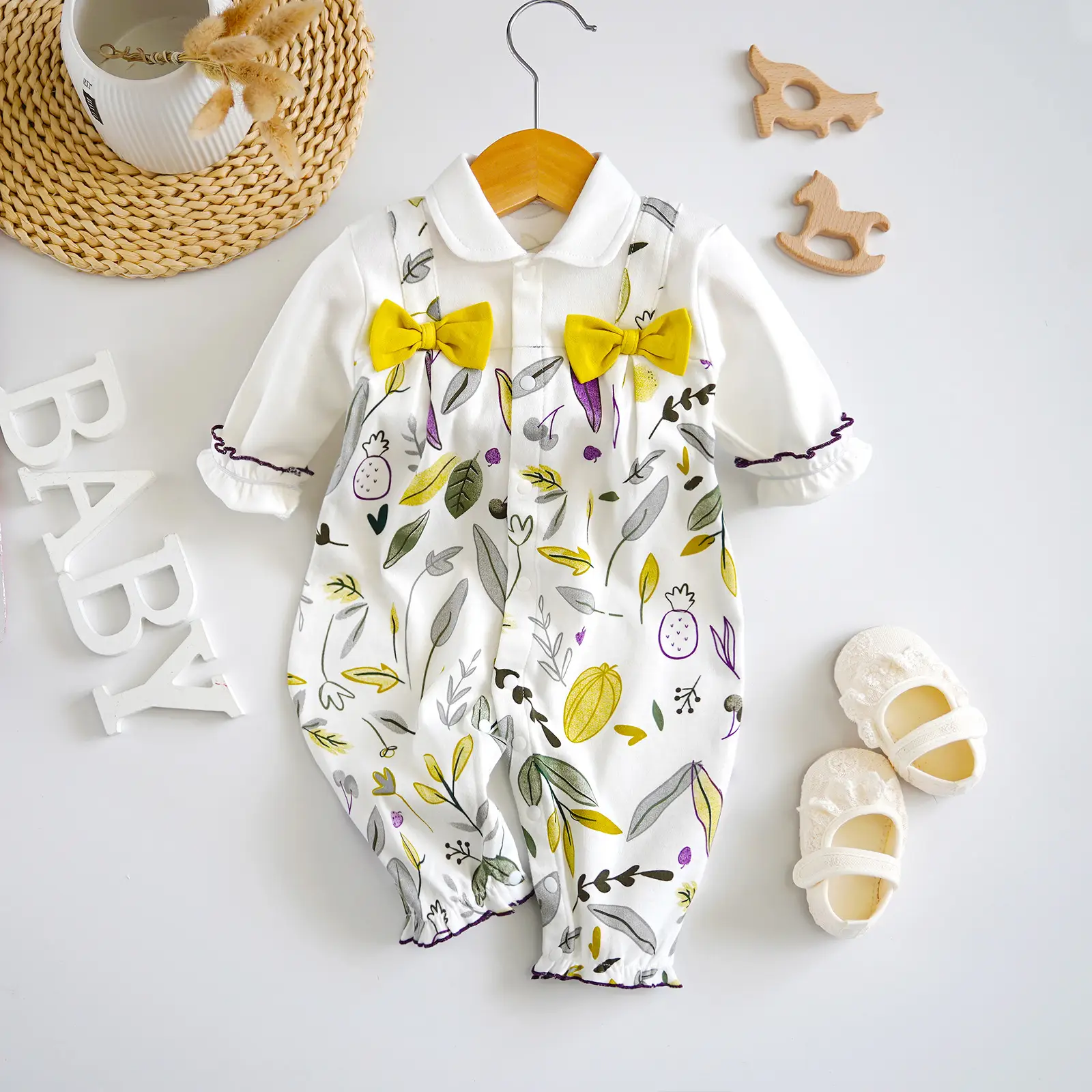 Fang Ying 2023 Baby Suit Cream Strawberry Print 3-12M - Image 40