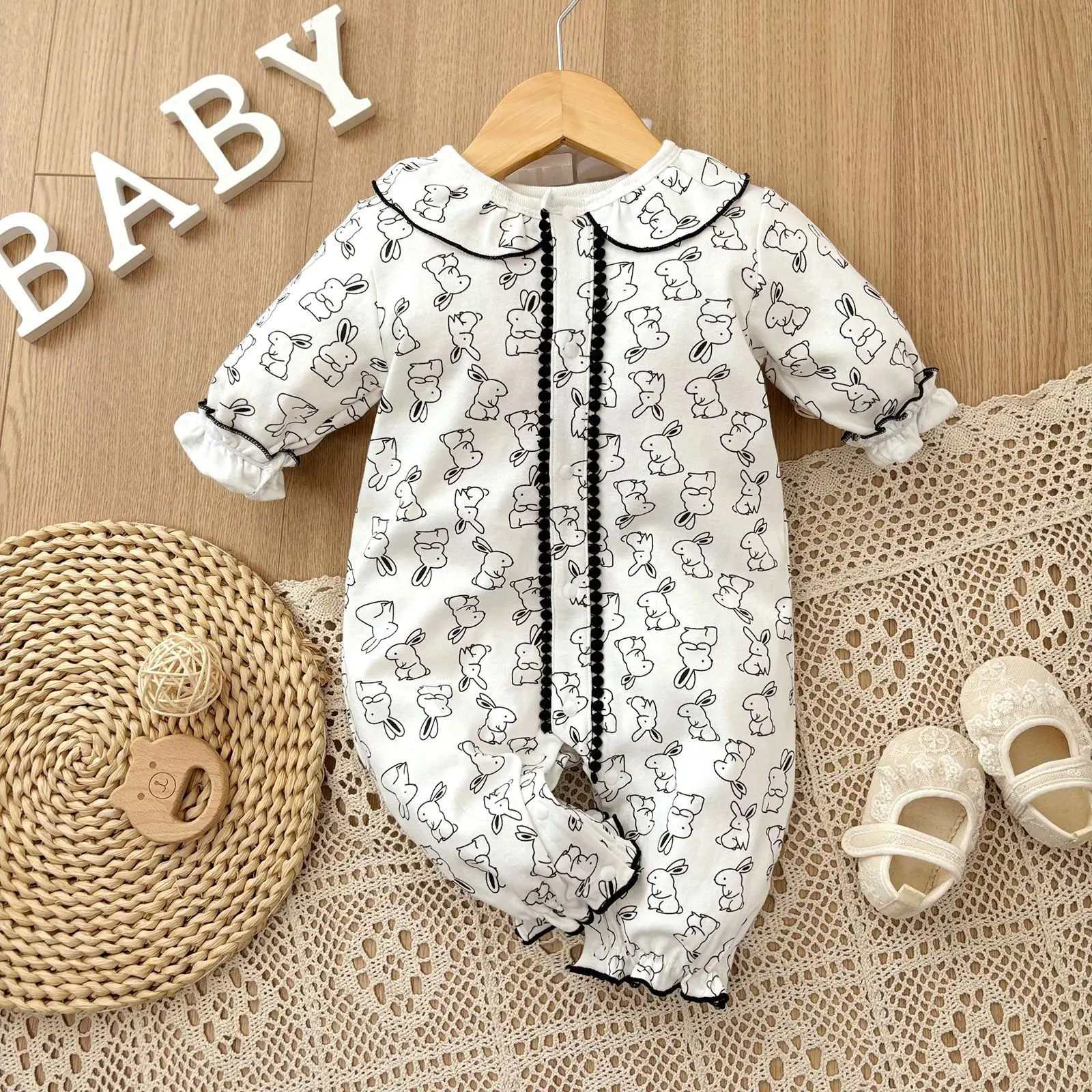Fang Ying 2023 Baby Suit Cream Strawberry Print 3-12M - Image 2
