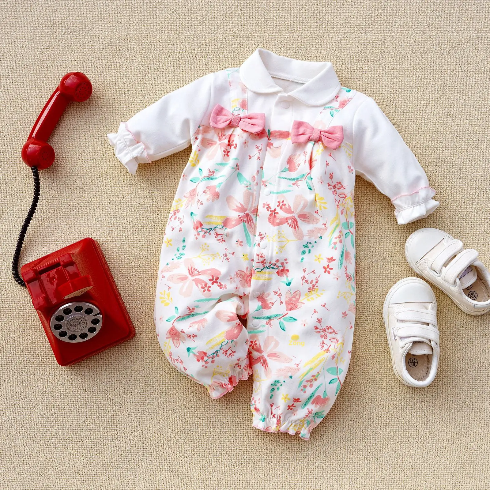 Fang Ying 2023 Baby Suit Cream Strawberry Print 3-12M - Image 5