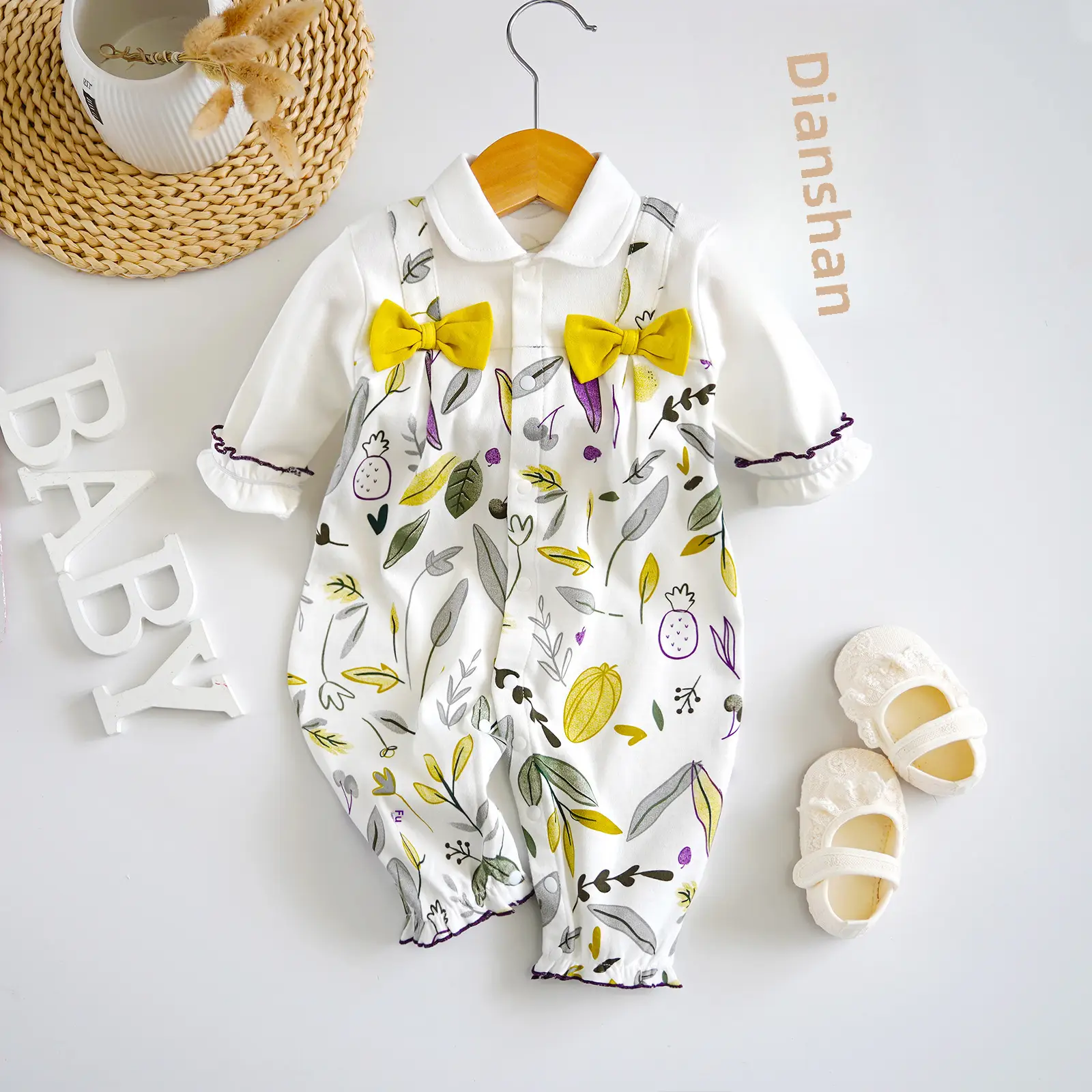 Fang Ying 2023 Baby Suit Cream Strawberry Print 3-12M - Image 9