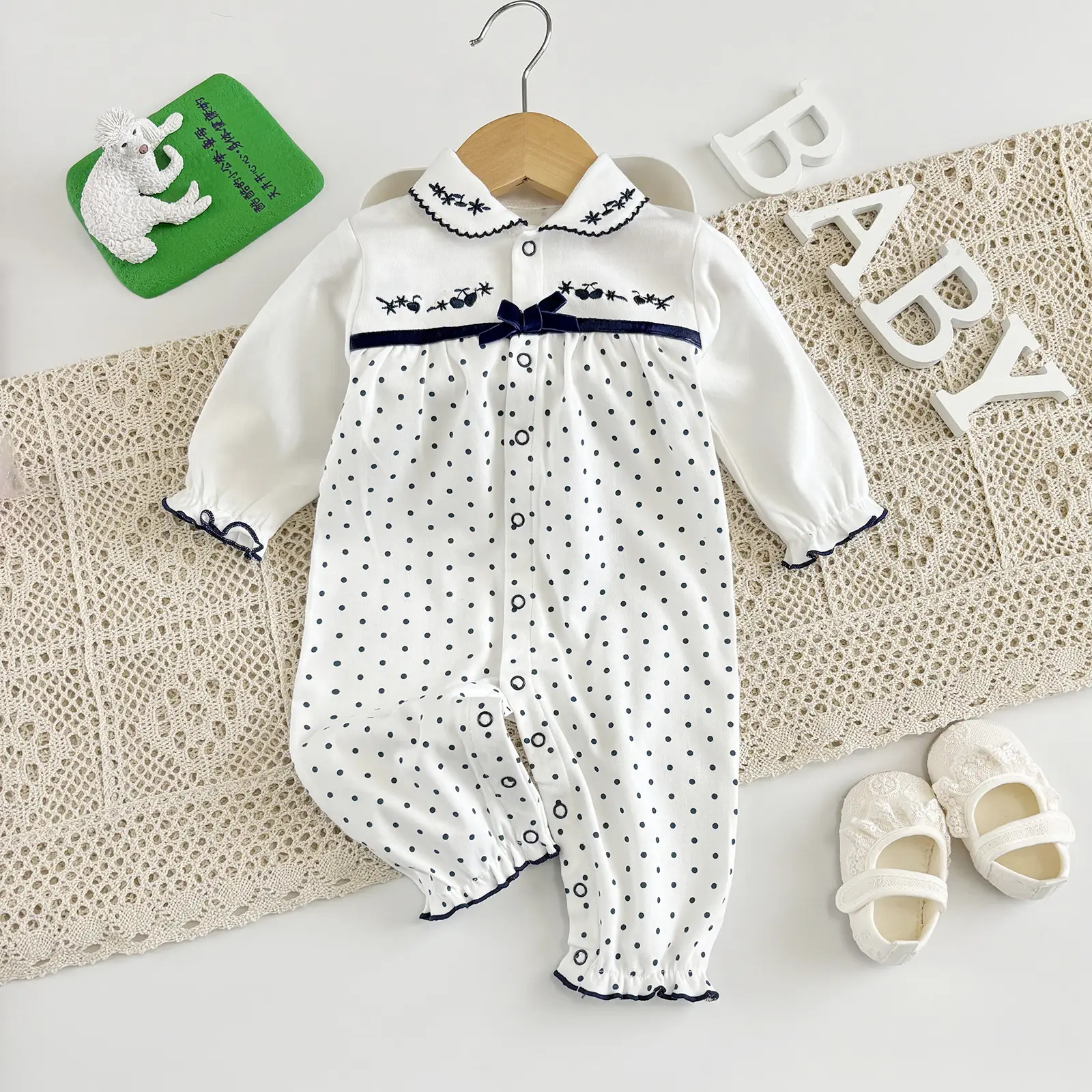 Fang Ying 2023 Baby Suit Cream Strawberry Print 3-12M - Image 11