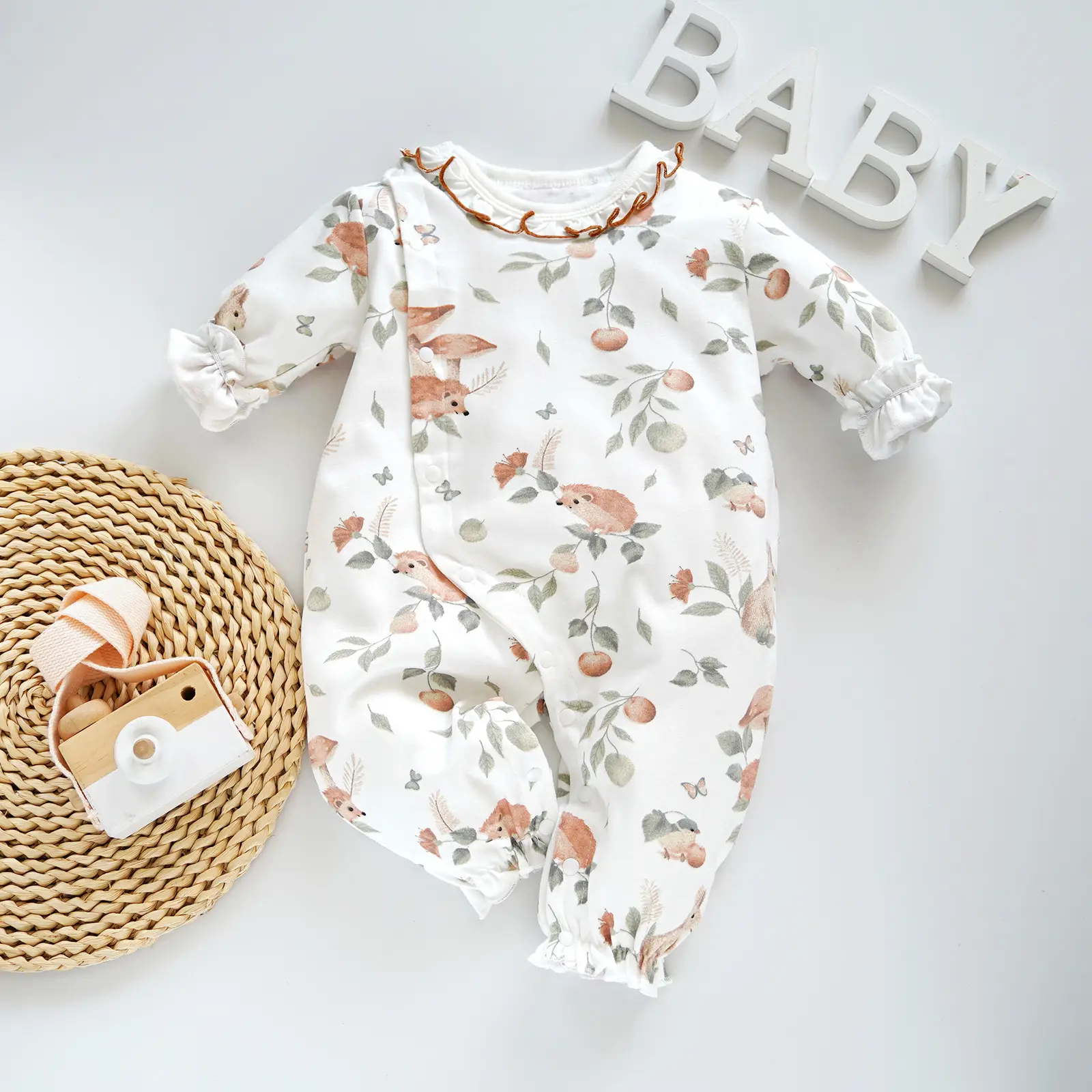 Fang Ying 2023 Baby Suit Cream Strawberry Print 3-12M - Image 29